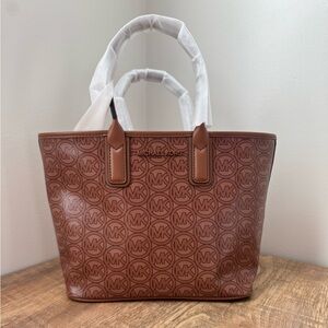 NWT Michael Kors Jodie Jacquard Small Tote Bag Brown‎ Handbag